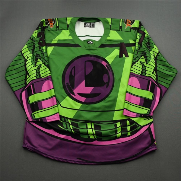 Broadhurst, Terry<br>DC Lex Luthor Game-Worn w/Socks - June 4, 2021 @ Wheeling Nailers<br>Indy Fuel 2020-21<br>#37 