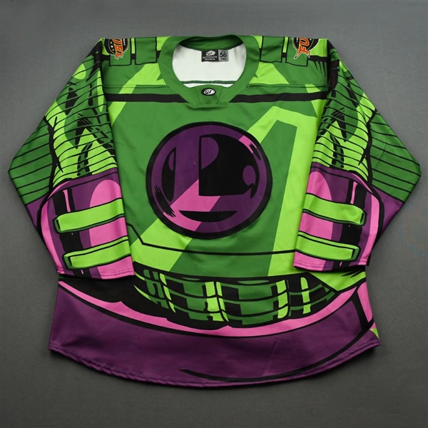 Zuhlsdorf, Ryan<br>DC Lex Luthor Game-Worn w/Socks - June 4, 2021 @ Wheeling Nailers<br>Indy Fuel 2020-21<br>#5 