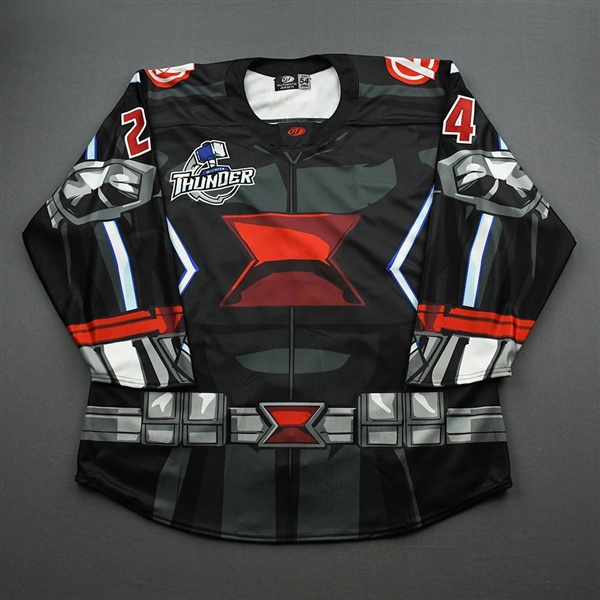 Blank (NNOB)<br>MARVEL Black Widow (Game-Issued)  - May 2, 2021 @ Allen Americans<br>Wichita Thunder 2020-21<br>#24 Size: 54