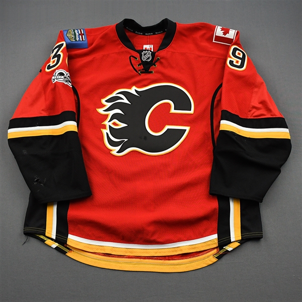 Chiasson, Alex *<br>Red Set 3 / Playoffs w/ NHL Centennial Patch - Photo-Matched<br>Calgary Flames 2016-17<br>#39 Size: 58