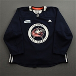 Bean, Jake<br>Navy Practice Jersey w/ OhioHealth Patch <br>Columbus Blue Jackets 2021-22<br>#22 Size: 56