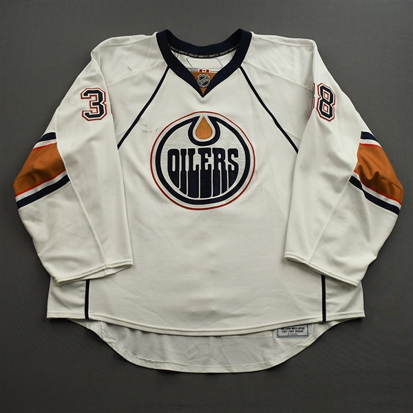 Deslauriers, Jeff *<br>White Set 1 (RBK 1.0) - Back-Up Only<br>Edmonton Oilers 2007-08<br>#38 Size: 60G