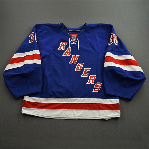 Lundqvist, Henrik *<br>Blue Set 3 - Photo-Matched<br>New York Rangers 2009-10<br>#30 Size: 58G