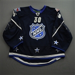 Lundqvist, Henrik *<br>Blue Set 2 of 3 - Game-Issued (GI) before Fantasy Draft<br>NHL All-Star 2010-11<br>#30 Size: 58G