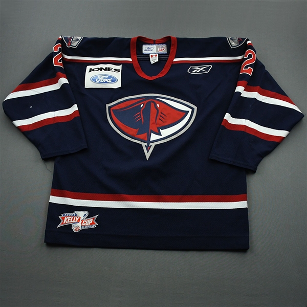 Godfrey, Josh *<br>Navy Set 1 w/Kelly Cup Patch<br>South Carolina Stingrays 2009-10<br>#2 Size: 56