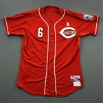 Stubbs, Drew *<br>Red w/ MLB Breast Cancer Awareness Patch - Photo-Matched<br>Cincinnati Reds 2012<br>#6 Size: 48