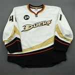 Gordon, Andrew *<br>White Set 1 w/Ruslan Salei Patch - Photo-Matched<br>Anaheim Ducks 2011-12<br>#41 Size: 58