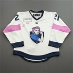 Frade, Haley<br>Breast Cancer Awareness - Worn March 12, 2022 - Autographed<br>Metropolitan Riveters 2021-22<br>21 Size: MD