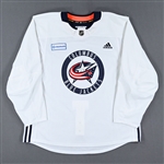 adidas<br>White Practice Jersey w/ OhioHealth Patch <br>Columbus Blue Jackets 2022-23<br> Size: 56