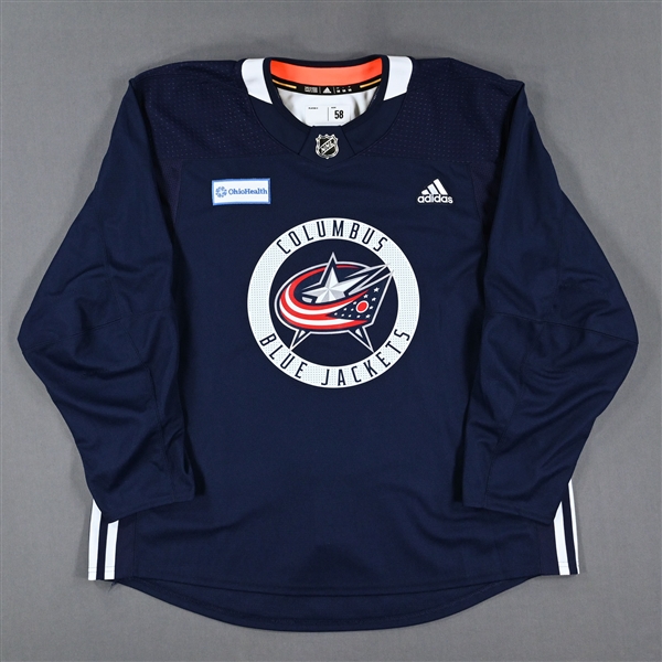 adidas<br>Navy Practice Jersey w/ OhioHealth Patch <br>Columbus Blue Jackets 2022-23<br> Size: 58