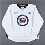 adidas<br>White Practice Jersey w/ OhioHealth Patch <br>Columbus Blue Jackets 2022-23<br>Size: 58