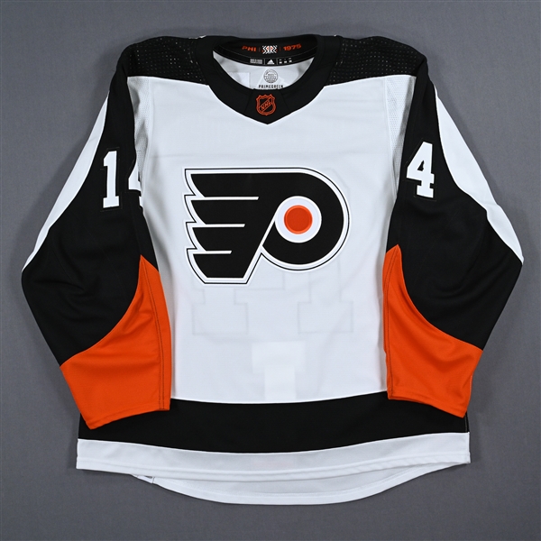 Couturier, Sean<br>White Reverse Retro Set 1 - Game-Issued (GI)<br>Philadelphia Flyers 2022-23<br>#14 Size: 56