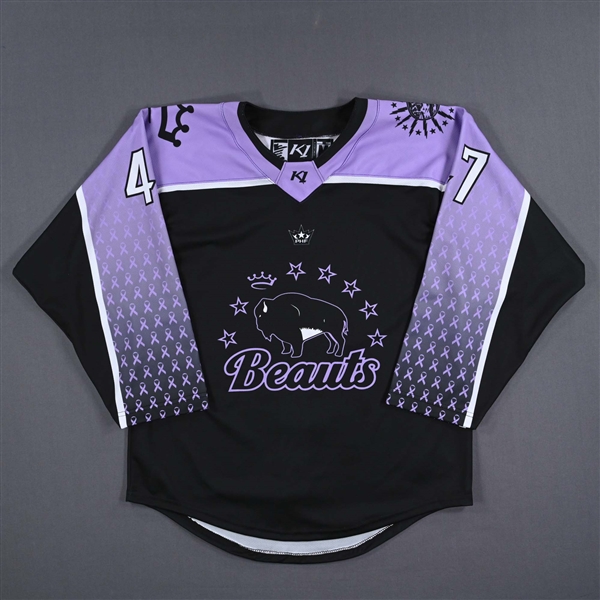 Healey, Jessica<br>Hockey Fights Cancer - Worn January 7, 2023 vs. Toronto Six - Autographed<br>Buffalo Beauts 2022-23<br>#47 Size: MD