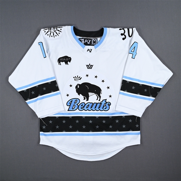 Attea, Allison<br>White Set 1 w/ May 14 Patch<br>Buffalo Beauts 2022-23<br>#14 Size: MD