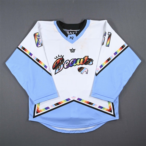 Boyle, Michaela<br>Pride - Worn January 21, 2023 vs. Metropolitan Riveters - Autographed<br>Buffalo Beauts 2022-23<br>#61 Size: LG
