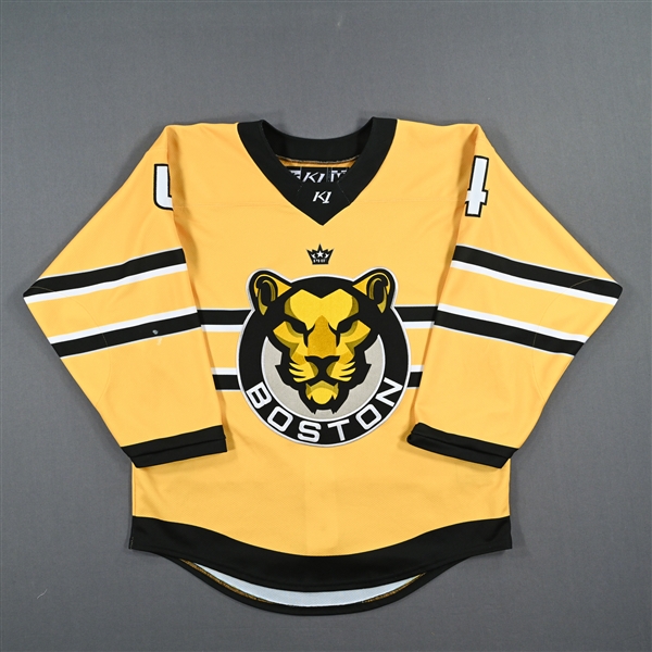 Kelly, Lauren<br>Gold Set 1 - Game-Issued (GI)<br>Boston Pride 2022-23<br>#4 Size: MD