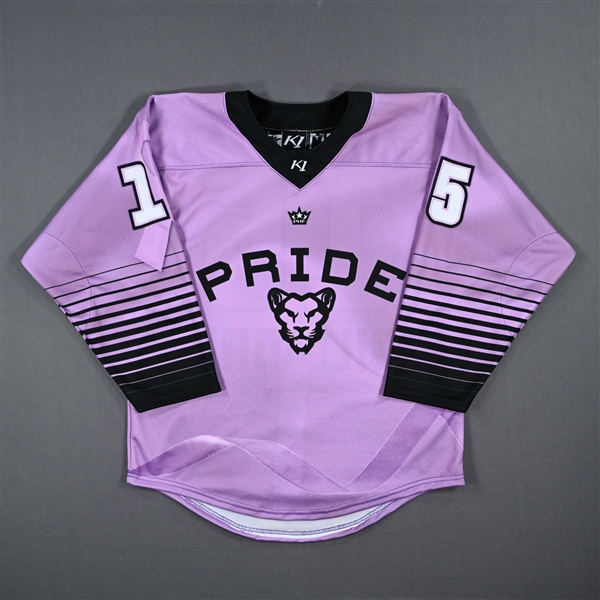 Gilmore, Becca<br>Hockey Fights Cancer - Game-Issued (GI)<br>Boston Pride 2022-23<br>#15 Size: MD