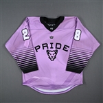 Laing, Lexie<br>Hockey Fights Cancer - Worn February 18, 2023<br>Boston Pride 2022-23<br>#28 Size: LG