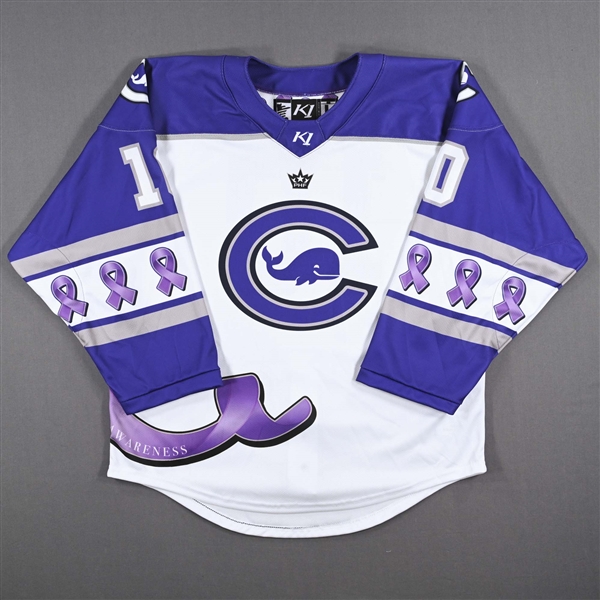 (NNOB), No Name On Back<br />Alzheimers Awareness - Game-Issued (GI)<br />Connecticut Whale 2022-23<br />#10 Size: LG