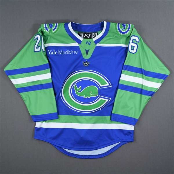 (NNOB), No Name On Back<br>Blue Set 1 - Game-Issued (GI)<br>Connecticut Whale 2022-23<br>#26 Size: SM