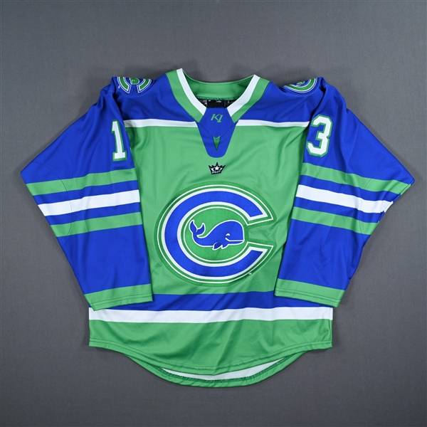 (NNOB), No Name On Back<br>Green Set 1 - Game-Issued (GI)<br>Connecticut Whale 2022-23<br>#13 Size: MD
