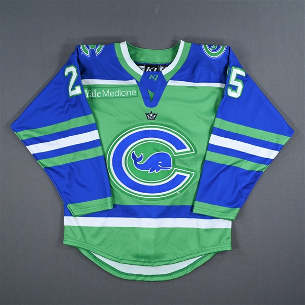 (NNOB), No Name On Back<br>Green Set 1 - Game-Issued (GI)<br>Connecticut Whale 2022-23<br>#25Size: SM