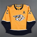 Barrie, Tyson<br>Gold Set 3 w/A, w/ The Covenant School Patch<br>Nashville Predators 2022-23<br>#22 Size: 56