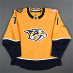 Asplund, Rasmus<br>Gold Set 3 w/ The Covenant School Patch<br>Nashville Predators 2022-23<br>#71 Size: 56