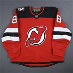 Bahl, Kevin<br>Red Set 2 w/ 40th Anniversary Patch<br>New Jersey Devils 2022-23<br>#88 Size: 58