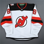 Bahl, Kevin<br>White Set 2 w/ 40th Anniversary Patch<br>New Jersey Devils 2022-23<br>#88 Size: 58