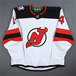 Bastian, Nathan<br>White Set 2 w/ 40th Anniversary Patch<br>New Jersey Devils 2022-23<br>#14 Size: 58