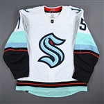 Cotton, David<br>White Set 1 - Game-Issued (GI)<br>Seattle Kraken 2022-23<br>#75 Size: 56