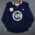 Barrie, Tyson<br>Blue Practice Jersey w/ Hiller Patch<br>Nashville Predators 2022-23<br>#22 Size: 56