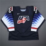 Kaliyev, Arthur *<br>Blue - 2021 IIHF World Junior Championship<br>Team USA 2021<br>#28 Size: 56