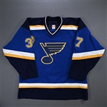 McAmmond, Dean *<br>Blue - Al MacInnis Night w/ #2 Patch<br>St. Louis Blues 2005-06<br>#37 Size: 56