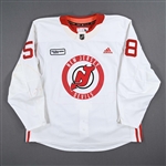 Biggar, Zach<br>White Practice Jersey w/ RWJ Barnabas Health Patch - CLEARANCE<br>New Jersey Devils <br>#58 Size: 56