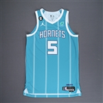 Williams, Mark<br>Teal Icon Edition - Worn 2/27/2023 (Recorded a Double-Double)<br>Charlotte Hornets 2022-23<br>#5 Size: 50+6