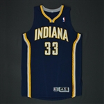 Granger, Danny *<br>Navy Regular Season 3/19/11 - Photo-Matched to 7 Games - Worn 7 Games (11/28/10, 12/3/10, 1/19/11, 2/6/11, 3/4/11, 3/9/11, 3/19/11)<br>Indiana Pacers 2010-11<br>#33 Size: 2XL+2