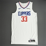 Batum, Nicolas<br>White Association Edition - 2021 NBA Playoffs - Western Conference Finals - Game 2 - Worn 6/22/2021<br>Los Angeles Clippers 2020-21<br>#33 Size: 50+6