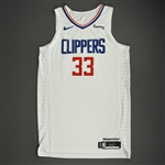 Batum, Nicolas<br>White Association Edition - 2021 NBA Playoffs - Western Conference Finals - Game 5 - Worn 6/28/2021<br>Los Angeles Clippers 2020-21<br>#33 Size: 50+6