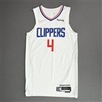 Boston Jr., Brandon<br>White Association Edition - Worn 4/10/22<br>Los Angeles Clippers 2021-22<br>#4 Size: 44+4