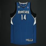 Pekovic, Nikola *<br>Blue Set 1 w/ 25 Seasons patch - Photo-Matched to 5 Games - Worn 5 Games (11/10/13, 11/15/13, 11/23/13, 12/10/13, and 12/15/13 )<br>Minnesota Timberwolves 2013-14<br>#14 Size:...