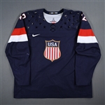 Backes, David *<br>Blue, Sochi Olympics, 2-15-14 vs. Russia - 2nd, 3rd Periods, Overtime & Shootout<br>Team USA Hockey 2014<br>#42 Size: 62