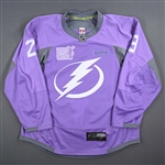 Koekkoek, Slater *<br>Lavender - Hockey Fights Cancer - Warm-Up Only - November 3, 2016 - Autographed<br>Tampa Bay Lightning 2016-17<br>#29 Size: 56