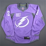 Koekkoek, Slater *<br>Lavender - Hockey Fights Cancer - Warm-Up Only - November 3, 2016 - Autographed<br>Tampa Bay Lightning 2016-17<br>#29 Size: 56