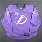 Sustr, Andrej *<br>Lavender - Hockey Fights Cancer - Warm-Up Only - November 3, 2016 - Autographed<br>Tampa Bay Lightning 2016-17<br>#62Size: 58+