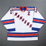 Beukeboom, Jeff *<br>White Brian Leetch Night - Ceremony Worn - Autographed<br>New York Rangers 2007-08<br>#23 Size: 56
