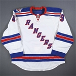 Fritsche, Dan * <br>White w/ Premiere Prague Patch - Game-Issued (GI)<br>New York Rangers 2008-09<br>#49Size: 58