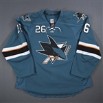 Stewart, Anthony * <br>Teal - Preseason Only<br>San Jose Sharks 2013-14<br>#26 Size: 58