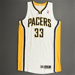 Granger, Danny<br>White Regular Season - Worn 1 Game (4/1/11)<br>Indiana Pacers 2010-11<br>#33 Size: 2XL+4